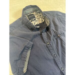 Denim & Flower Ricky Blue MENS S Slim Fit Button‎ Up Shirt. Button Down Collar